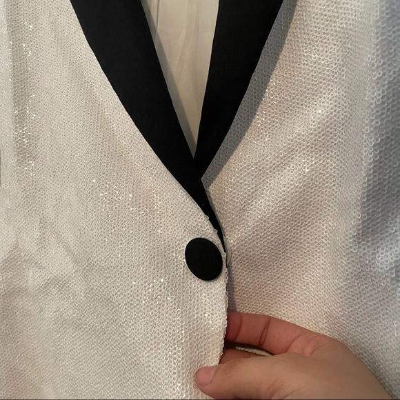 Rachel Zoe White Sequin Blazer and Pant Set - Picture 7 of 16